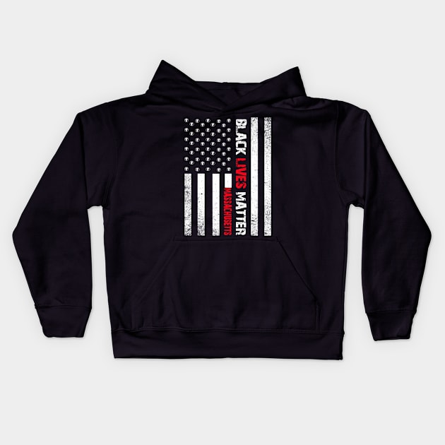 Massachusetts black lives matter Flag American Vintage Kids Hoodie by Jannysingle